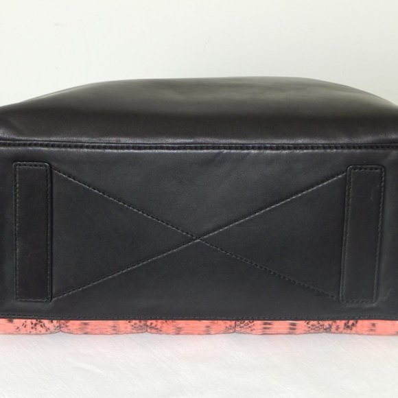 MILLY Black Lambskin Dome Coral Watersnake Panel Embellished LG Satchel Bag NWT - Picture 15 of 16